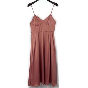 H&M Blush Satin Midi Dress